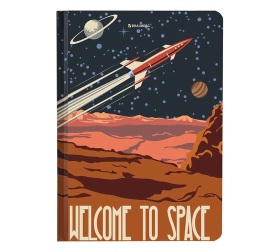 Блокнот BRAUBERG SpaceX с резинкой в клетку 96 листов, А5 145x203 мм, твердая обложка 113724