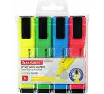 Набор текстовыделителей BRAUBERG ORIGINAL NEON 4 цвета, линия 1-5 мм 152215