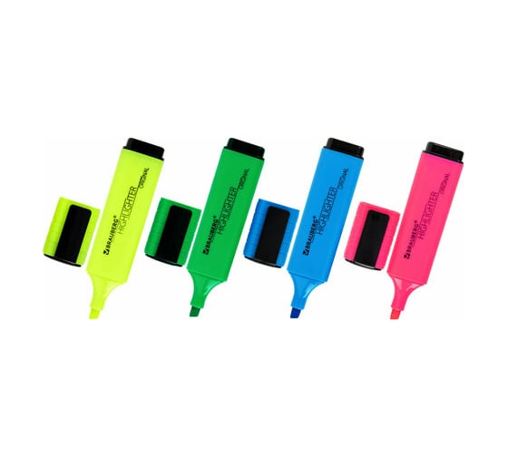 Набор текстовыделителей BRAUBERG ORIGINAL NEON 4 цвета, линия 1-5 мм 152215