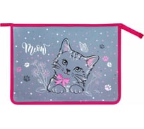 Папка для тетрадей ЮНЛАНДИЯ Meow А4, 1 отделение, пластик, на молнии 271076