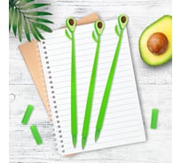 Фигурная шариковая ручка ЮНЛАНДИЯ Авокадо мягкий силиконовый корпус, синяя, узел 0.7 мм 143794