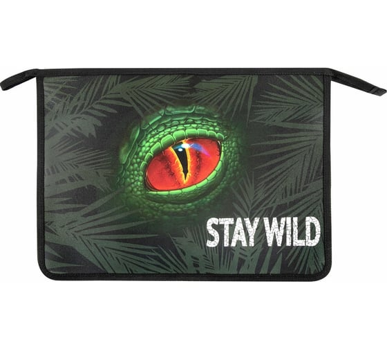 Папка для тетрадей ЮНЛАНДИЯ Stay wild А4, 1 отделение, пластик, на молнии 271081