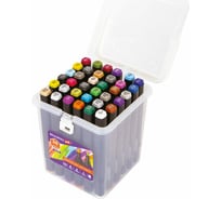 Двусторонние маркеры для скетчинга BRAUBERG ART DEBUT BLACK, набор 36 шт, пластиковый кейс 152129