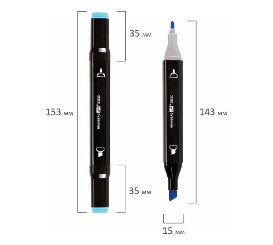 Двусторонние маркеры для скетчинга BRAUBERG ART DEBUT BLACK, набор 96 шт, текстильный чехол 152133