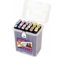 Двусторонние маркеры для скетчинга BRAUBERG ART DEBUT BLACK, набор 24 шт, пастельные цвета 152128