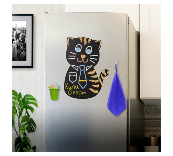 Магнитно-меловая доска BRAUBERG Pussy Cat на холодильник 30x40 см с набором аксессуаров 237840