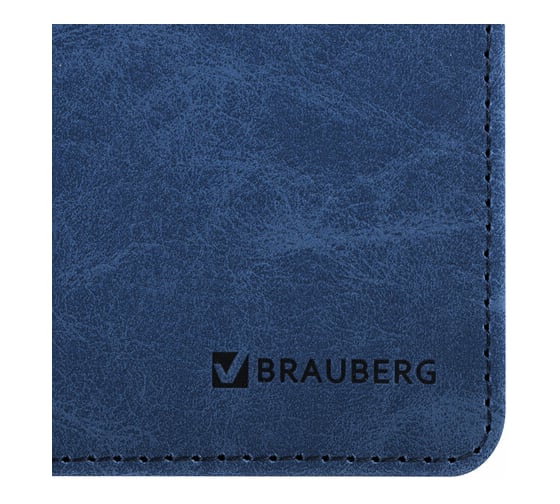 Недатированный настольный планинг BRAUBERG Status 305x140 мм, под кожу, 60 листов темно-синий 113373