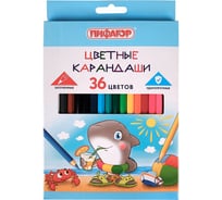 Цветные карандаши ПИФАГОР Веселые акулята, 36 цветов, классические, заточенные 181819
