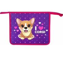 Папка для тетрадей ПИФАГОР I love corgi А5, 1 отделение, пластик, на молнии 271085