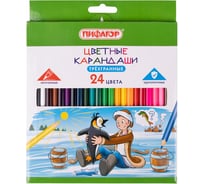 Цветные карандаши ПИФАГОР Сказки, 24 цвета, классические, заточенные 181823