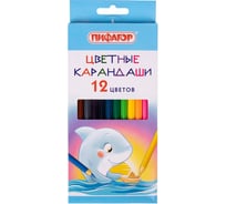 Цветные карандаши ПИФАГОР Веселые акулята, 12 цветов, классические, заточенные 181816