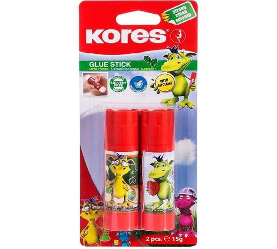 Клей-карандаш Kores Dragons 15 г 2 шт в упаковке 1337869 1