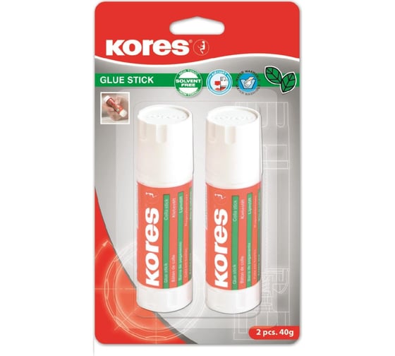 Клей-карандаш Kores 40 г 2 шт в упаковке 1337870