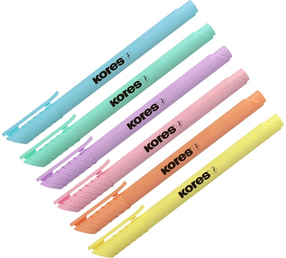 Набор текстовыделителей Kores High Liner Pastel толщина линии 1-4 мм, 6 цветов 1336208