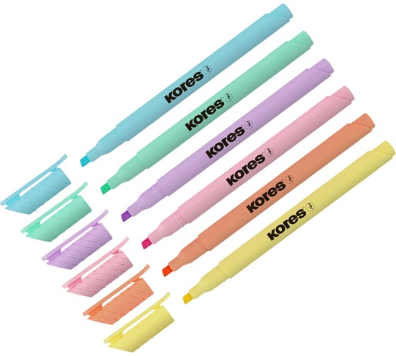 Набор текстовыделителей Kores High Liner Pastel толщина линии 1-4 мм, 6 цветов 1336208