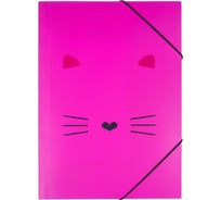 Папка №1 School Kitty на резинках А4 18 мм пластик до 200 листов розовая толщина обложки 0.45 мм 1408789