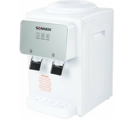 Кулер для воды SONNEN TSE-02WP, настольный, нагрев/охлаждение электронное, 2 крана, белый 455622