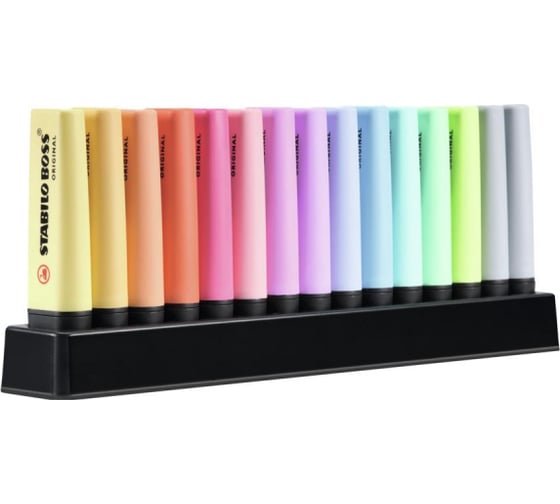 Набор текстовыделителей Stabilo Boss Original Pastel толщина линии 2-5 мм, 15 цветов 1426057