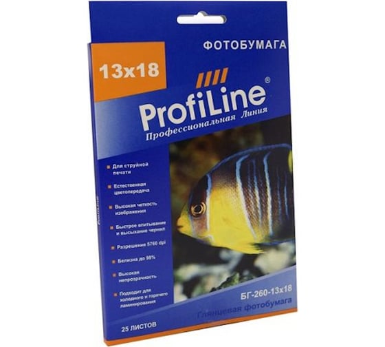 Глянцевая фотобумага ProfiLine 260 г/м2, 13x18, 25 листов, 2880 dpi PL_GP_260_13x18_25 1