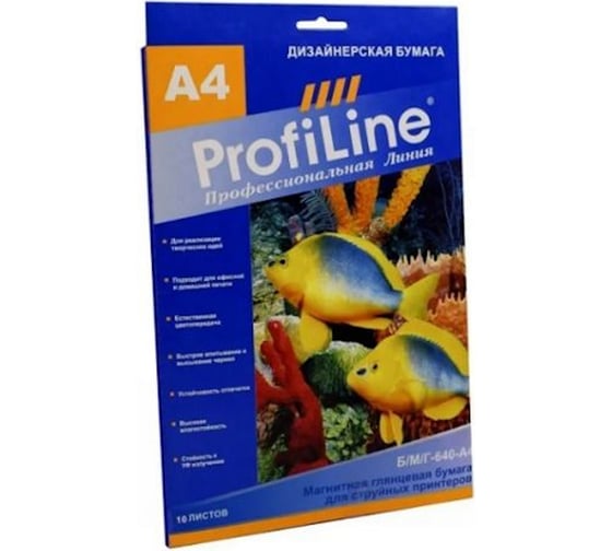 Глянцевая магнитная фотобумага ProfiLine 640 г/м2, А4, 10 листов, 4800 dpi PL_MgGP_640_A4_10 1