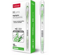 Двухсторонний текстовыделитель Hatber Hi-Lens 1 мм/5 мм, зеленый 12шт., 12 шт 060858