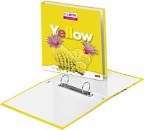 Папка Hatber А5, на 2, х кольцах, глянц. ламинация, YELLOW 12 шт 070898