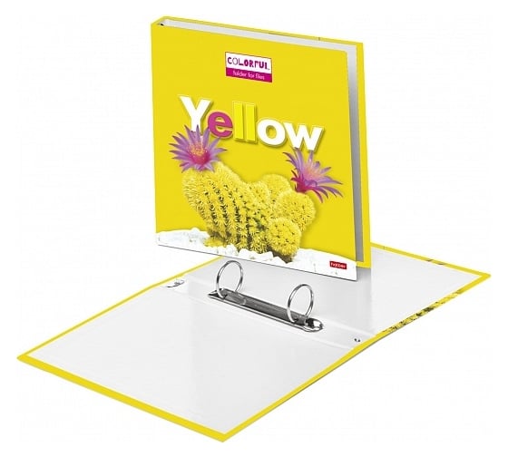 Папка Hatber А5, на 2, х кольцах, глянц. ламинация, YELLOW 12 шт 070898 1