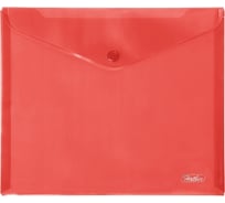 Пластиковая папка-конверт Hatber на кнопке А5, 180мкм, красная 243x210, 100 шт 010734