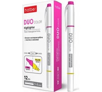 Двухцветный текстовыделитель Hatber DUO клиновидный пишущий узел 12шт, упак 12 шт 059576