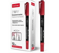 Перманентный маркер Hatber 2WAY двухсторонний 1 мм/0.5 мм закругленный, упак., 12 шт. 060855