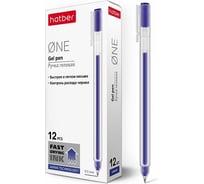 Гелевая ручка Hatber One синяя, 0.5 мм, чернила fast dry, упак. 12 шт 058627