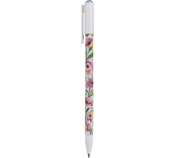 Шариковая ручка Hatber Flora синяя, 0.7 мм с колпачком и клипом, 12 шт 069853
