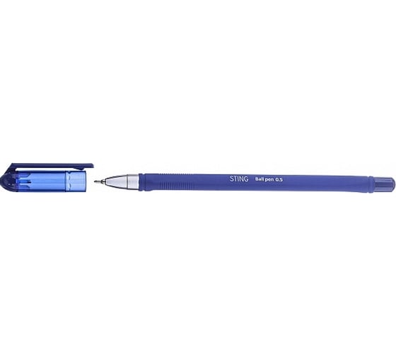 Шариковая ручка Hatber Sting синяя, 0.5 мм игольчатый пишущий узел, 12 шт 067932