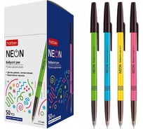Шариковая ручка Hatber NEON синяя, 0.7 мм, с колпачком и клипом, ассорти упак. 50 шт. 043608