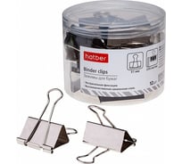 Зажимы для бумаг Hatber 51 мм, серебряные, 12 шт, в пластиковой тубе 059127
