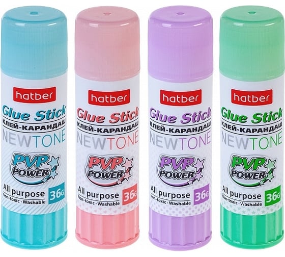 Клей-карандаш Hatber NEWtone 36гр, в картонной дисплей-витрине, 12 шт 067214
