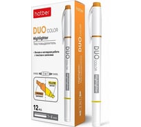 Двухцветный текстовыделитель Hatber DUO клиновидный пишущий узел, 12 шт 059577