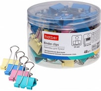 Зажимы для бумаг Hatber 25 мм, цветные, 48 шт, в пластиковой тубе 059118