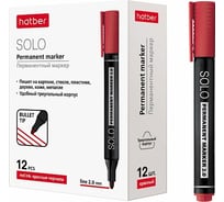 Перманентный маркер Hatber Solo закругленный, пишущий узел 12 шт 064257