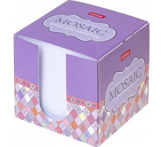 Блок для заметок Hatber Mosaic 9x9х9см белый, в картонном боксе 12 шт 069226