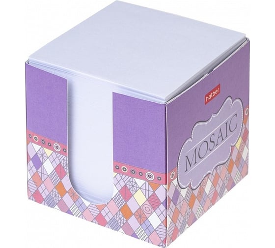 Блок для заметок Hatber Mosaic 9x9х9см белый, в картонном боксе 12 шт 069226