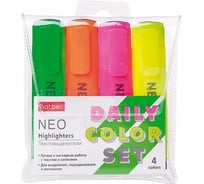 Набор текстовыделителей Hatber NEONEON, 4 цвета, клиновидный пишущий узел 12 шт 062058