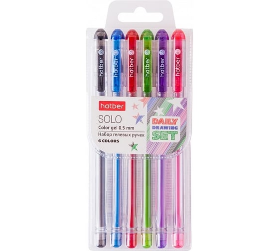 Набор гелевых ручек Hatber Solo ColorGel 6 цветов, 0.5 мм, 060894 1