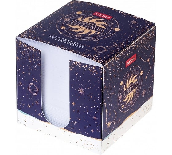 Блок для заметок Hatber SuperNova 9x9х9см белый, в картонном боксе, 12 шт 069223
