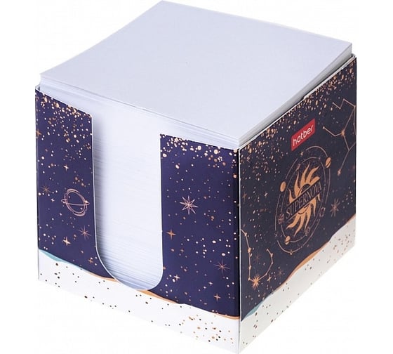 Блок для заметок Hatber SuperNova 9x9х9см белый, в картонном боксе, 12 шт 069223