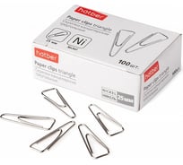 Канцелярские скрепки Hatber никелированные, треугольные, с отогнутым носиком 10 шт 040767