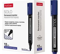 Перманентный маркер Hatber Solo закругленный, пишущий узел 12 шт 064258