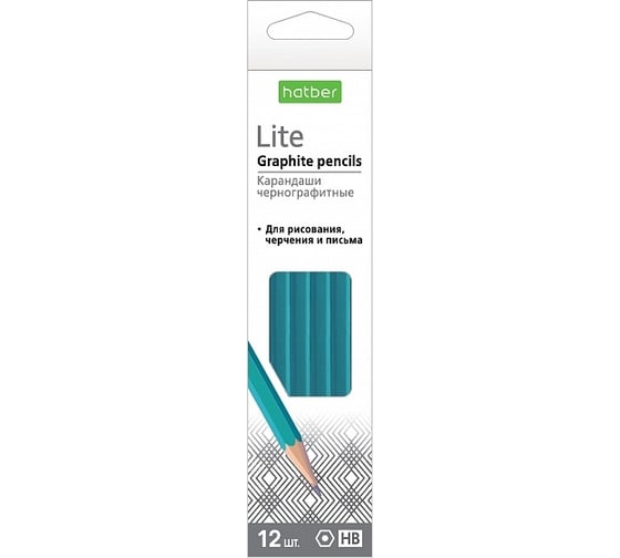 Чернографитный карандаш Hatber Lite пластиковый, шестигранный корпус HB 12 шт 072856 1