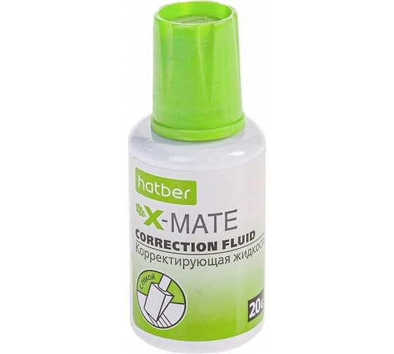 Корректирующая жидкость Hatber X-Mate, на химической основе, 20 мл, с губкой 10 шт 065657 1