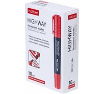 Перманентный маркер Hatber Highway двухсторонний, клиновидный, 5мм/2мм 10 шт 069852